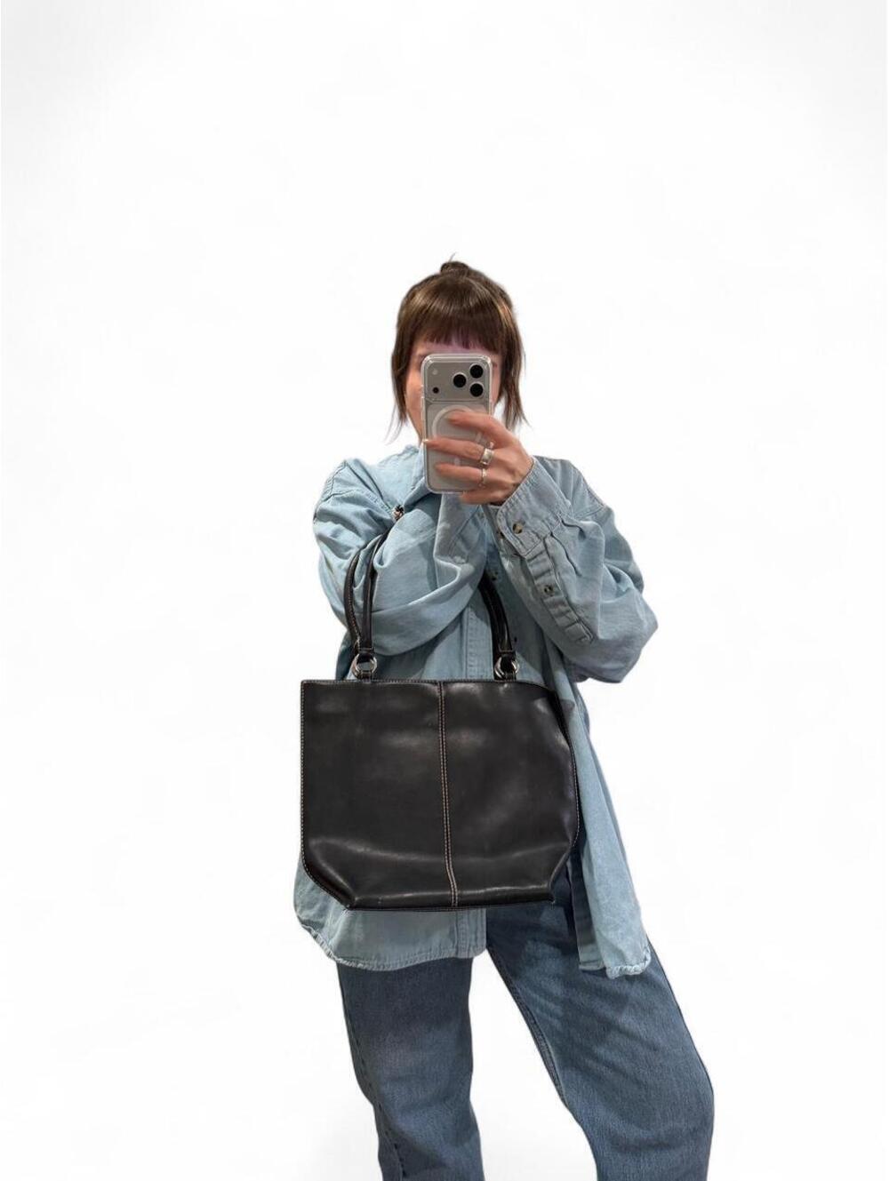 Wilson’s Leather Pelle Studio Black Leather Tote Bag